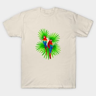 Macaw and Fan Palms in watercolor T-Shirt